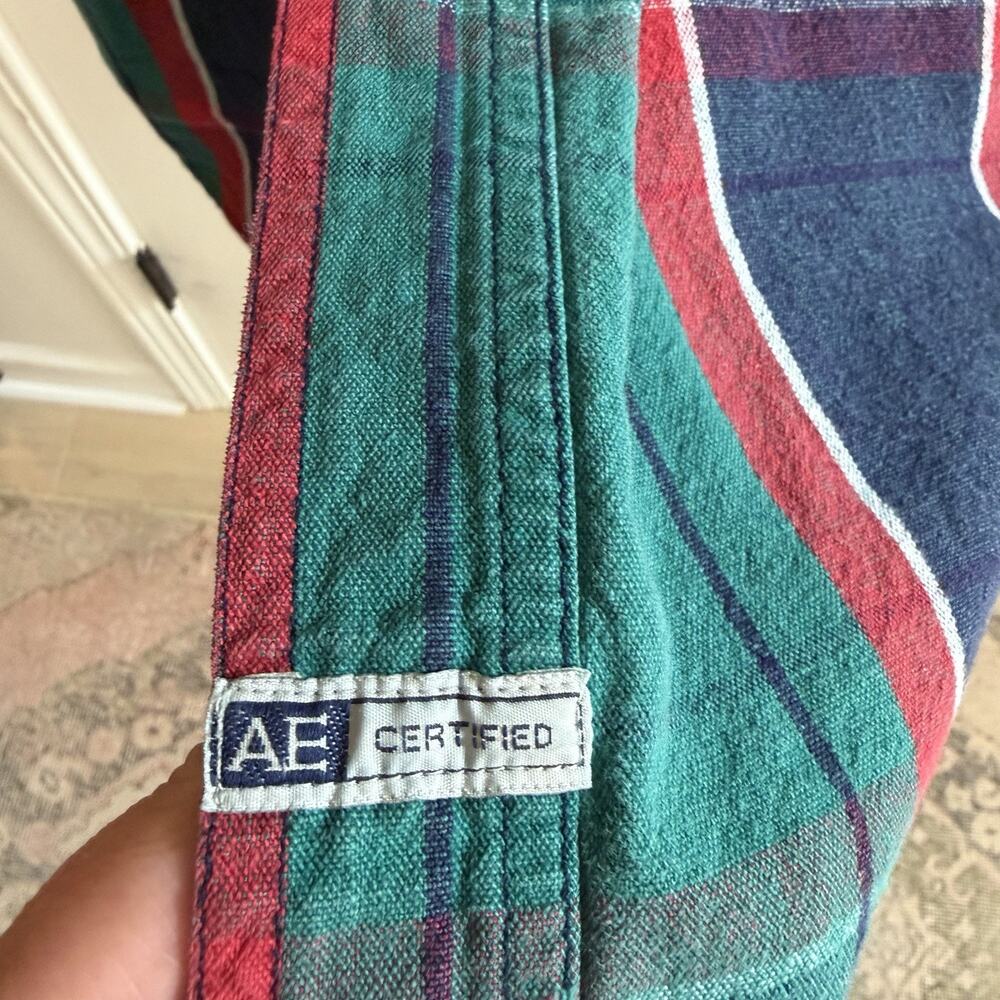 Vintage 90’s American Eagle Plaid Denim Collar Button Up Long Sleeve Men’s Sz S - Picture 5 of 10